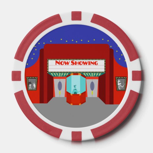 レトロ映画館のトランプのポーカーチップ ポーカーチップ (正面)
