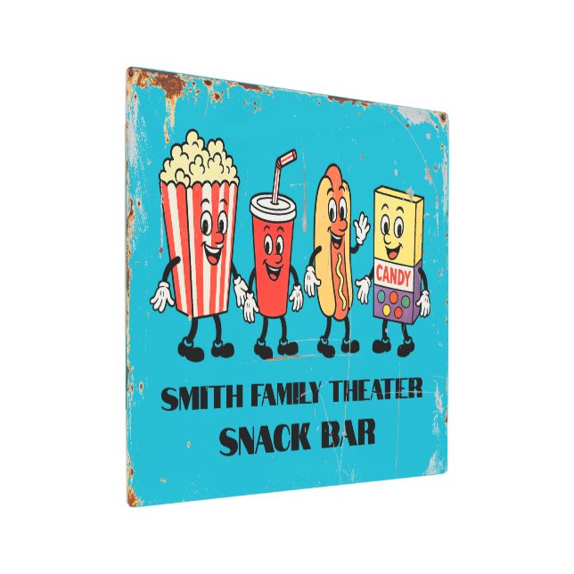 レトロ映画館スナックバーメタルウォールアート メタルプリント (アングル)