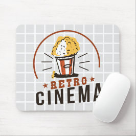 レトロ映画館ポップコーン グリッド マウスパッド
