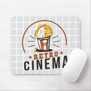 レトロ映画館ポップコーン グリッド マウスパッド