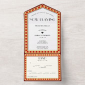 レトロ映画館マーキーサイン結婚ズ オールインワン招待状 (内側)