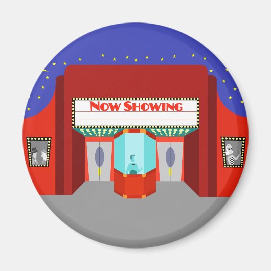 レトロ映画館ラウンドマグネット マグネット (正面)