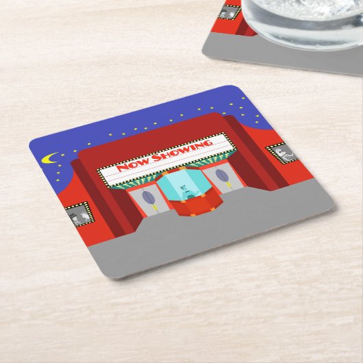 レトロ映画館紙コースター スクエアペーパーコースター (アングル)