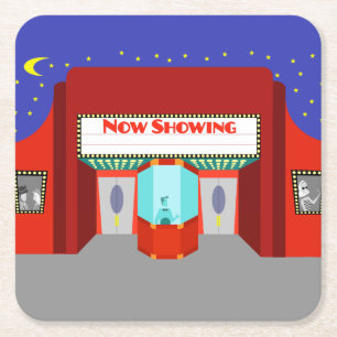 レトロ映画館紙コースター スクエアペーパーコースター