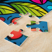 レトロ春ヒッピーのフラワーパワー ジグソーパズル (側面)