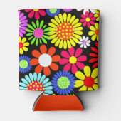 レトロ春ヒッピーのフラワーパワー 缶クーラー (正面)