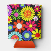 レトロ春ヒッピーのフラワーパワー 缶クーラー (裏面)