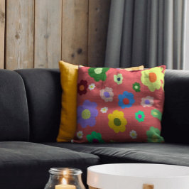 レトロ春フラワーカラフルフローラホームデコール クッション