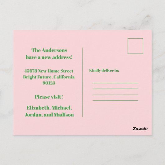 レトロ春フローラの新しいアドレス ポストカード (裏面)