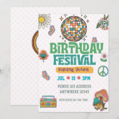 レトロ時代の誕生日フェスティバル 招待状 (正面/裏面)