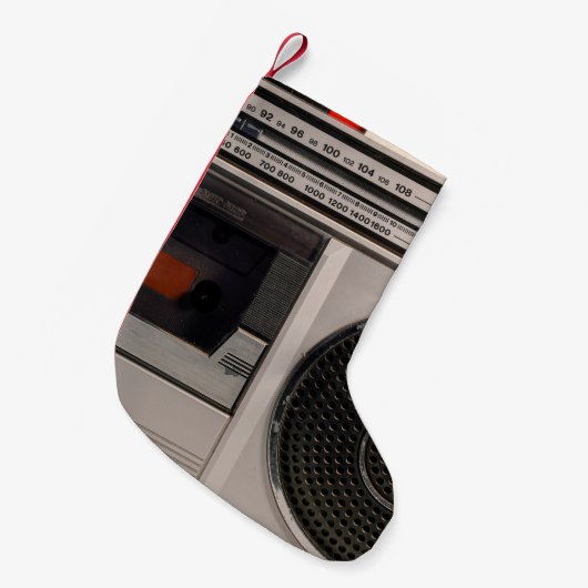 レトロ時代遅れのポータブルステレオラジオカセットreco スモールクリスマスストッキング (正面 (吊り時))