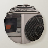 レトロ時代遅れのポータブルステレオラジオカセットreco ラウンドクッション (裏面)