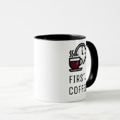 レトロ時計とコーヒーカップの「First...Coffee」 マグカップ (正面右)