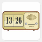 レトロ時計無線 スクエアシール (正面)