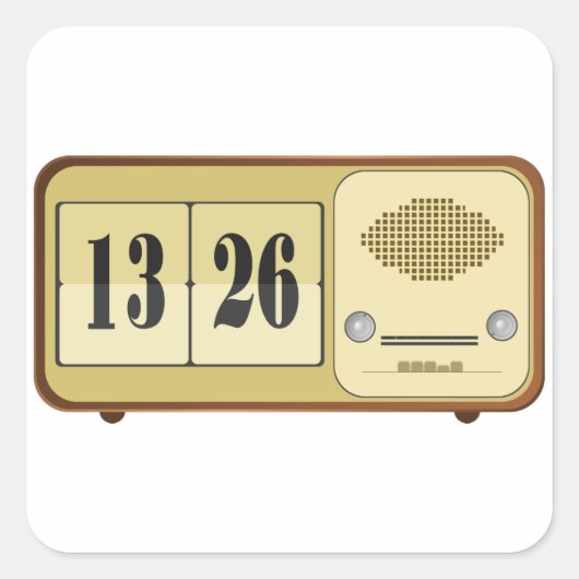 レトロ時計無線 スクエアシール (正面)