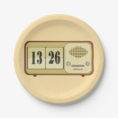 レトロ時計無線 ペーパープレート (正面)