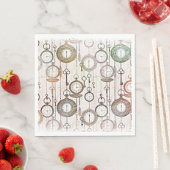 レトロ時計、ヴィンテージポケット時計パステル色 スタンダードランチョンナプキン (インサイチュ)