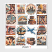 レトロ暖色水彩旅行シール シール (シート)