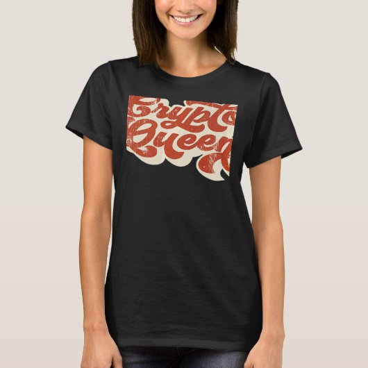 レトロ暗号通貨クラウンクリプトクイーン Tシャツ (正面)