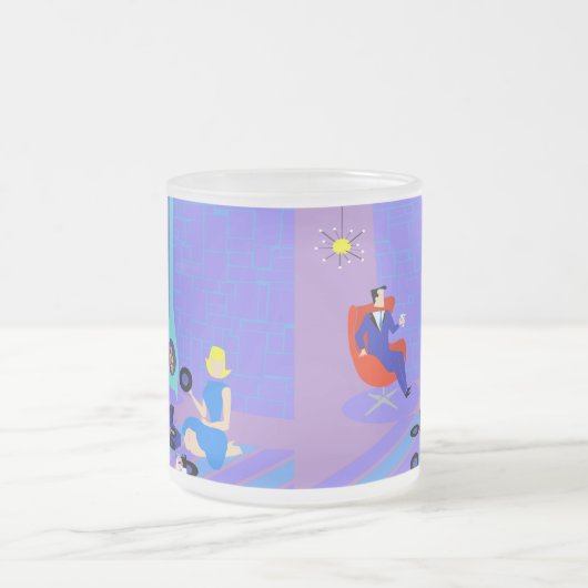 レトロ曇らされたガラスのマグを家庭で均等にします フロストグラスマグカップ (中央)