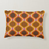 レトロ曲線のシームレスなパターン。70s 60sスタイル壁 アクセントクッション (裏面)