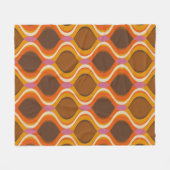 レトロ曲線のシームレスなパターン。70s 60sスタイル壁 フリースブランケット (正面(横))