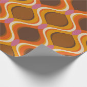 レトロ曲線のシームレスなパターン。70s 60sスタイル壁 ラッピングペーパー (角)