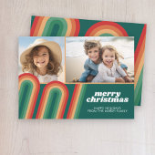 レトロ曲線ラインアート – 2写真 – Merry Christmas シーズンカード