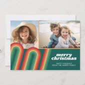 レトロ曲線ラインアート – 2写真 – Merry Christmas シーズンカード (正面)