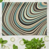 レトロ曲線抽象芸術図形 キッチンタオル (折り畳み)