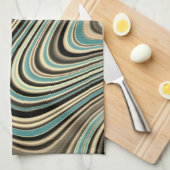 レトロ曲線抽象芸術図形 キッチンタオル (四つ折り)