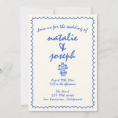 レトロ書の手を一つの手に加え結婚て 招待状 (正面)