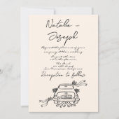 レトロ書ハ描ロマンかわいい結婚ズ 招待状 (正面)