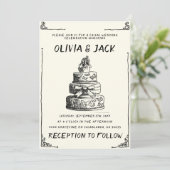 レトロ書ハ描ンドケーキ予測できなフレ結婚ーム 招待状 (スタンド正面)