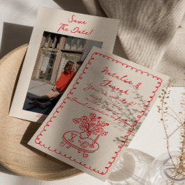 レトロ書手描予測できな写真キュイ結婚ズ セーブザデート