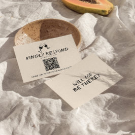 レトロ書手描眼鏡QRコード結婚s 出欠カード