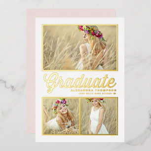 レトロ書道写真部卒業 箔招待状