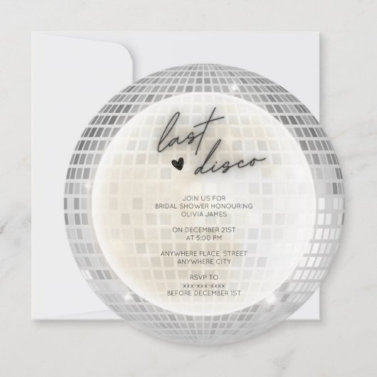 レトロ最後のディスコブライダルシャワー 招待状 (正面)