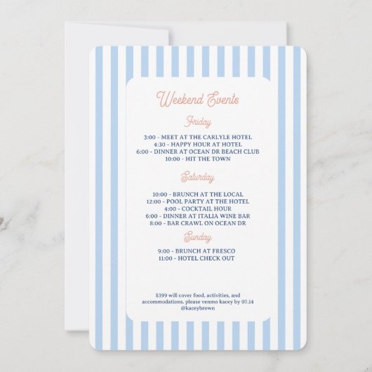 レトロ最後のトースト海岸バチェロレッテ週末 招待状 (裏面)