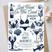 レトロ最後のトースト海岸バチェロレッテ週末 招待状