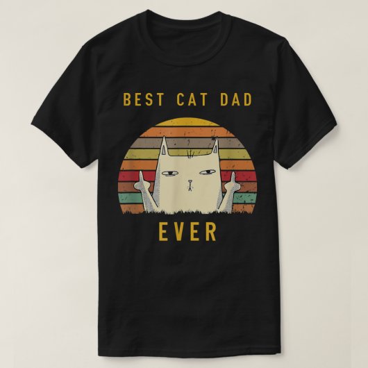 レトロ最高のキャットパパエバー猫好きおもしろいキャットダディ Tシャツ (デザイン正面)