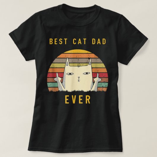レトロ最高のキャットパパエバー猫好きおもしろいキャットダディ Tシャツ (デザイン正面)