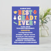 レトロ最高のグラッドエバーブルー卒業パーティー 招待状 (スタンド正面)