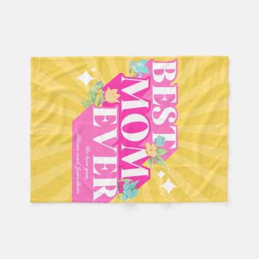 レトロ最高のタイポグラフィマママエバーマザーズデイフレック フリースブランケット (正面(横))