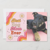 レトロ最高のドッグママママエバーピンク&デイジーカラフル カード (正面)