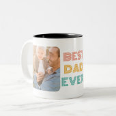 レトロ最高のパパ既成パーソナライズされた写真 ツートーンマグカップ (正面左)