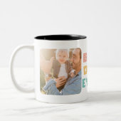 レトロ最高のパパ既成パーソナライズされた写真 ツートーンマグカップ (左)