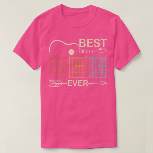 レトロ最高のパパEver D A D ChordギターリストF Tシャツ (デザイン正面)