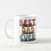 レトロ最高のフォントパパEver Kids Names Father's Day コーヒーマグカップ (左)