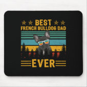 レトロ最高のブフランスのルドッグパパエバー父のドッグDa マウスパッド (正面)